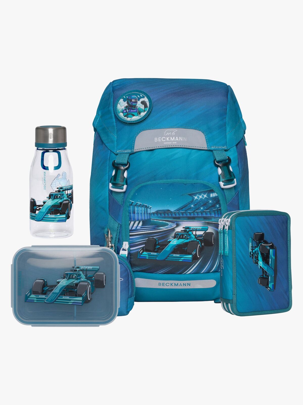 Beckmann Ryggsekk 22L inkl. Pennal, Flaske & Matboks, Racing