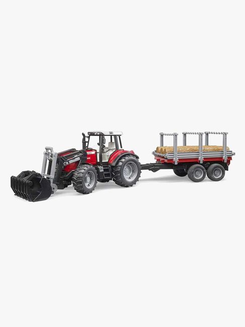 Bruder Massey Ferguson 7480 Traktor Med frontlaster Og Tømmertrailer