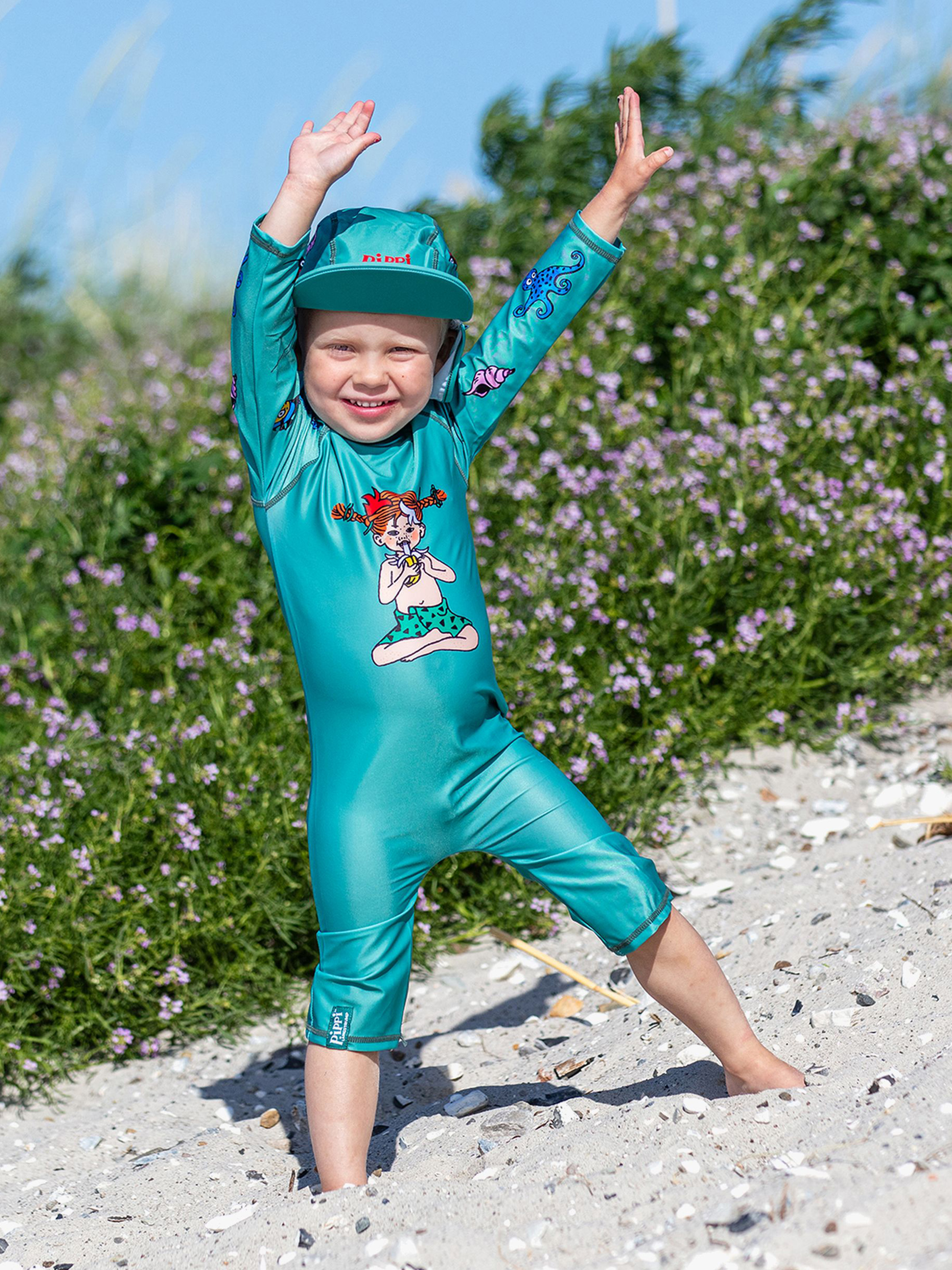 Swimpy Pippi UV-Sett 2 Deler, Grønn, 74-80 - UV Klær - Elastan,Polyester
