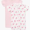 Tiny Treasure Summer Jumpsuit 2-Pack, White/Flamingo