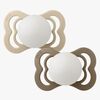 BIBS Supreme Smokk 2-Pakk Silikon Str. 1 Symmetrisk, Vanilla Glow/Dark Oak Glow
