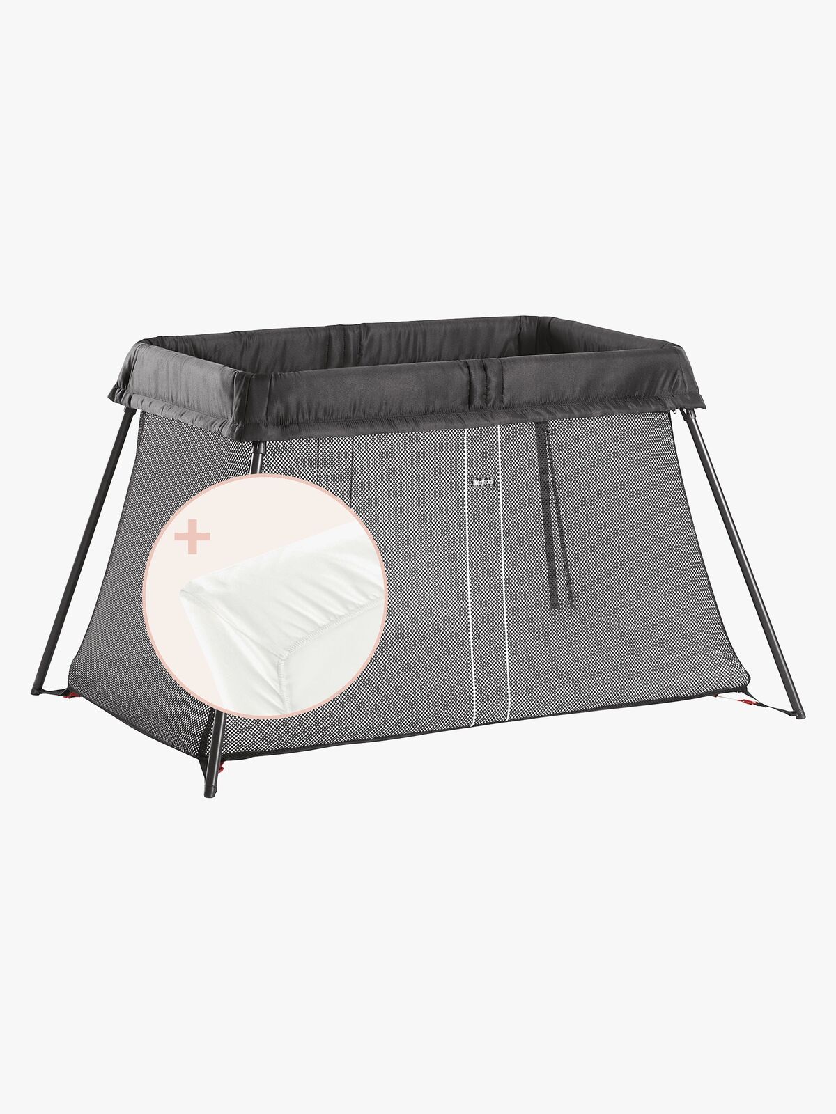 BabyBjörn Light Reiseseng med Stretchlaken, Svart
