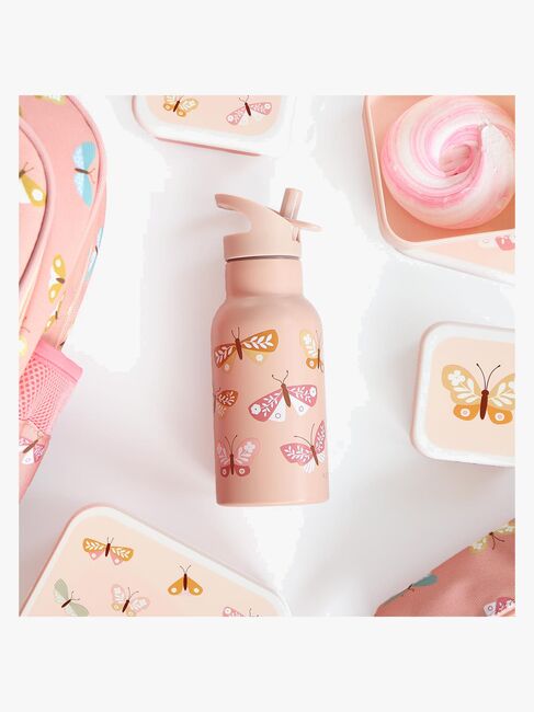 A Little Lovely Company Vannflaske Sommerfugl 350 ml, Rosa