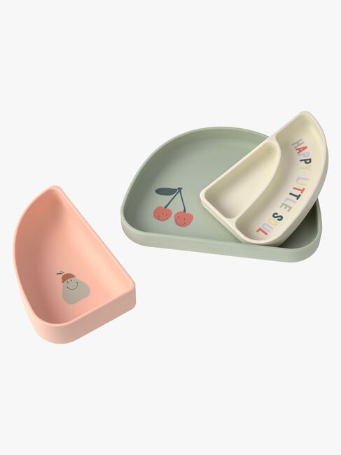 Lässig Tallerken Silikon 3-Pakk, Happy Fruits Cherry