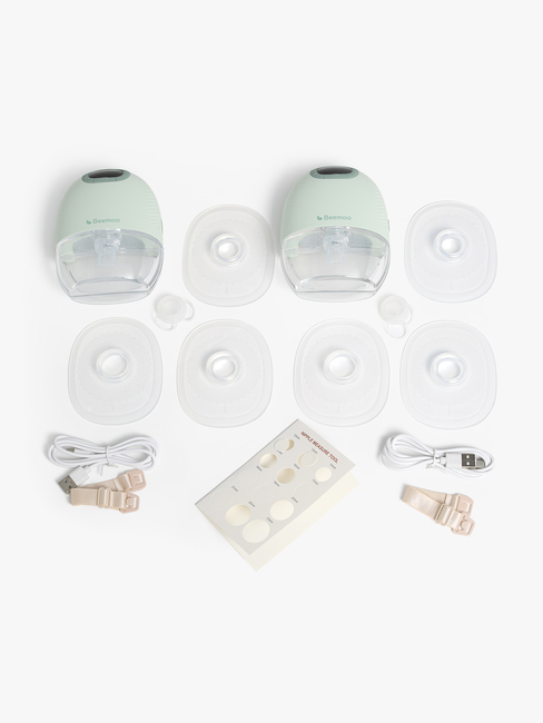 Beemoo CARE Wearable Slim Elektrisk Brystpumpe Dobbel, Soft Green