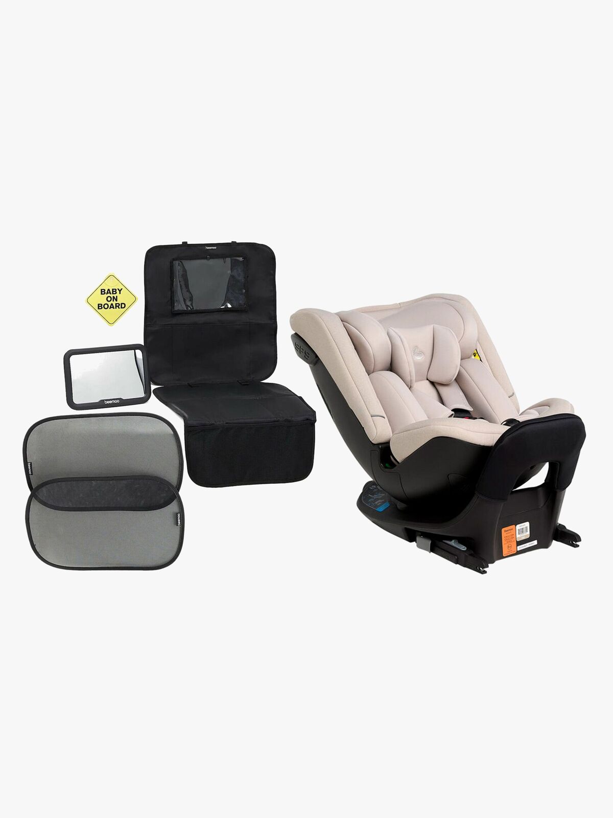 Beemoo Rotate i-Size Bilstol inkl. Beemoo Tilbehørspakke til Bilstol, Oat