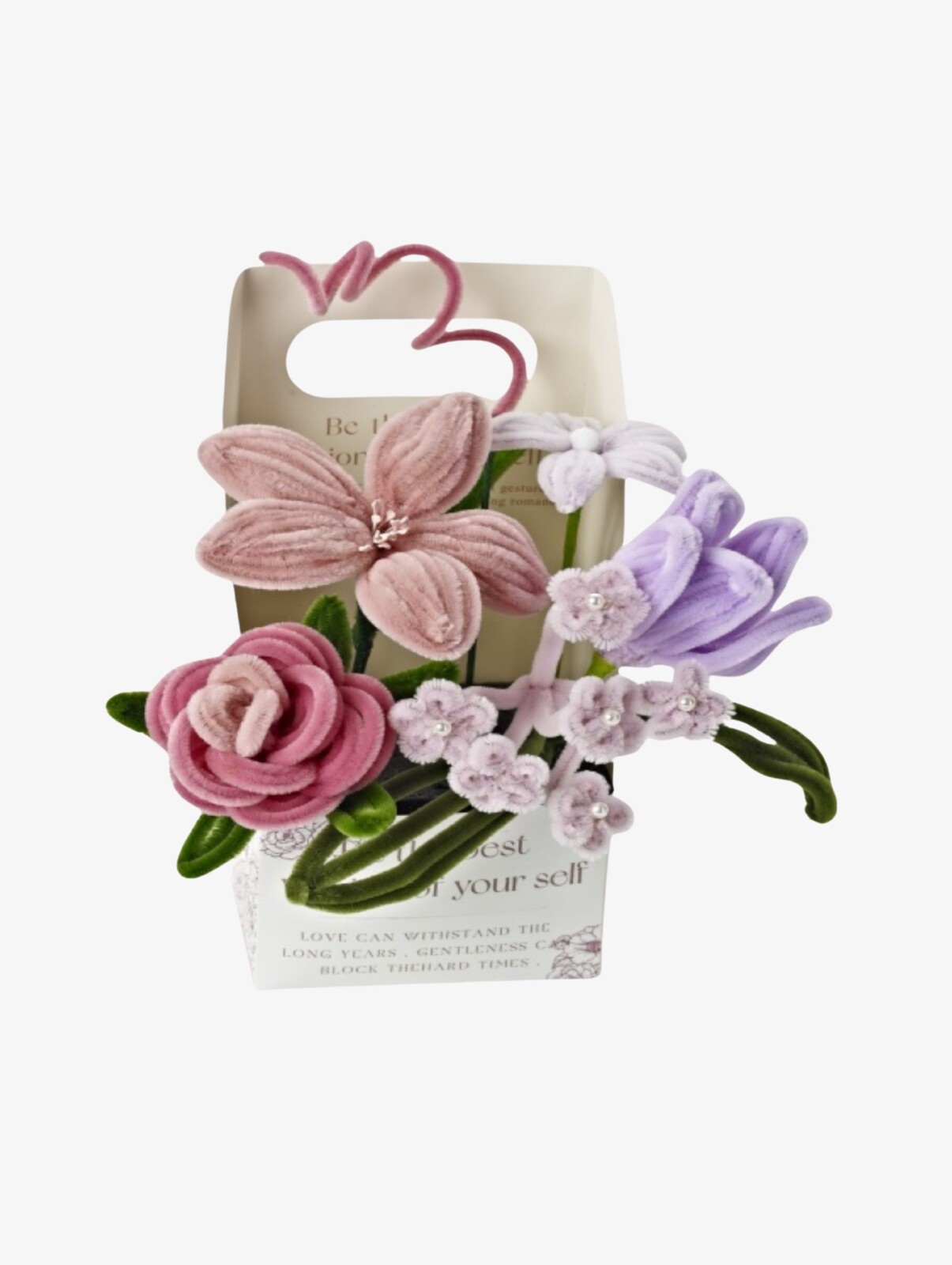 Fippla DIY-sett Blomsterbukett med Piperensere 18 Deler, Rosa