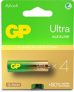 GP Ultra Alkaline G-TECH AA/LR6 Batterier Svanemerket 4-Pack
