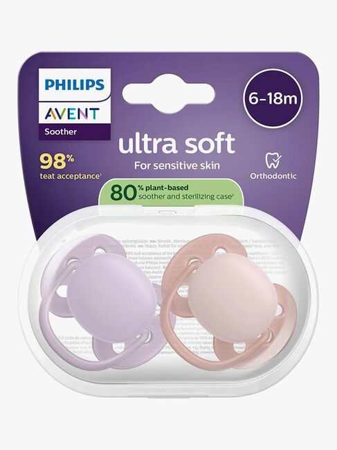 Philips Avent Ultra Soft-smokk 6-18 m, 2-pakning, lilla/rosa