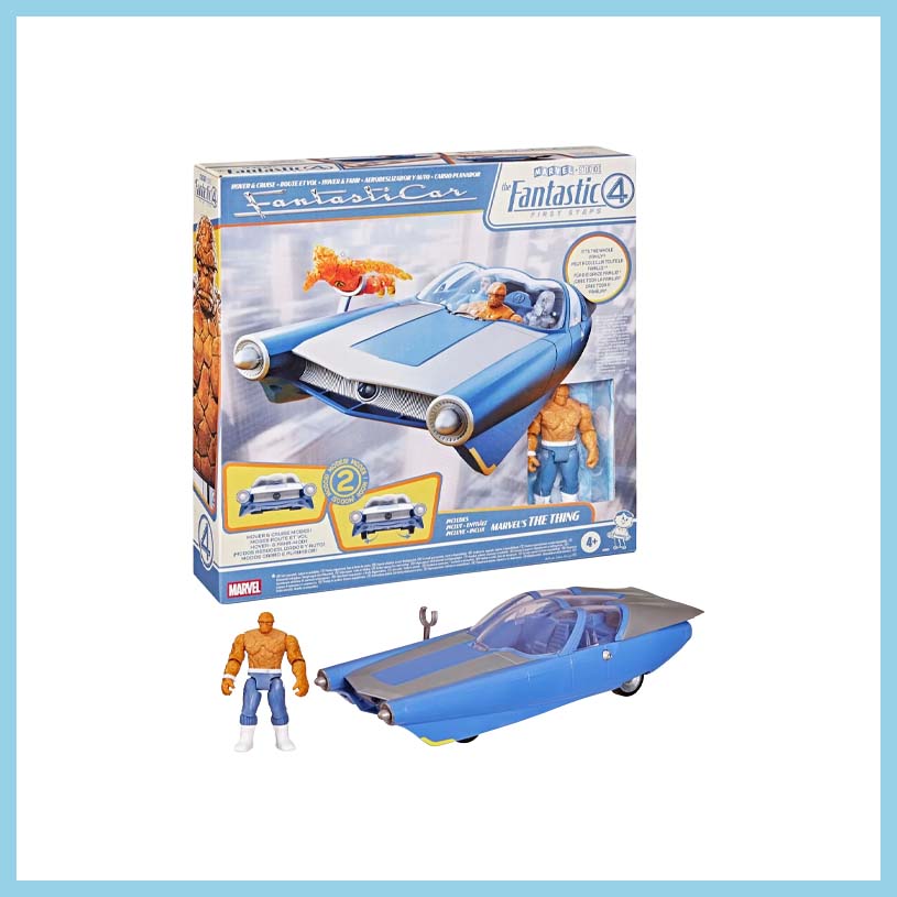 Fantastisk bil med figur av Marvels The Thing og teksten 'Marvels The Thing'.