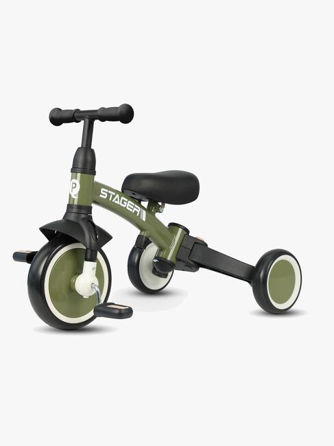 QPlay Stager 3-in-1 Transformerbar Trehjulssykkel, Grønn
