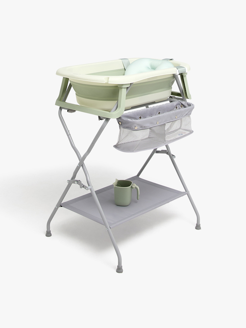 Beemoo CARE Assist Badebalje Inkl. Badestøtte, Badestativ & Skyllekanne, Soft Green