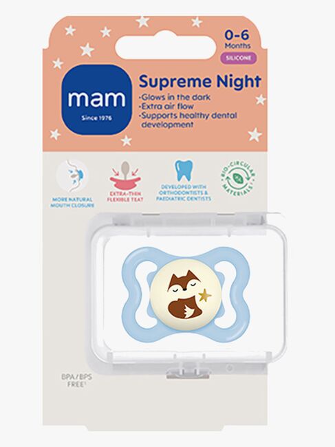 MAM Supreme Night Smokk Silikon 0-6m, Blå