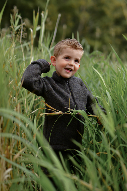 Mikk-Line Fleecejakke Baby Merinoull, Dark Brown Melange