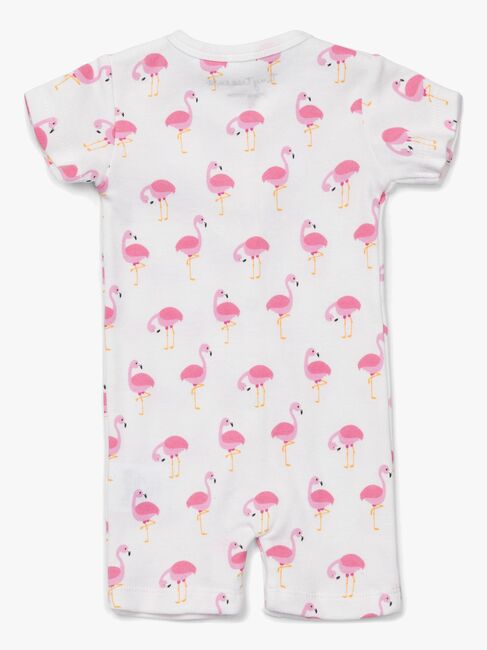 Tiny Treasure Summer Jumpsuit 2-Pack, White/Flamingo