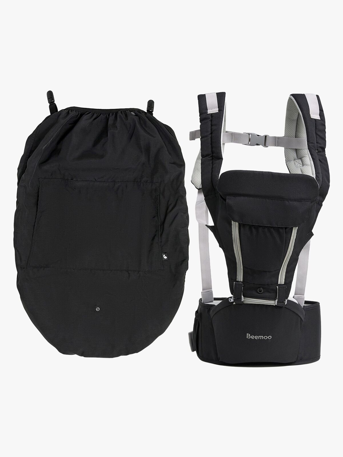 Beemoo CARE Carry Comfort 4-in-1 Bæresele & Hoftebærer inkl. Regntrekk, Black
