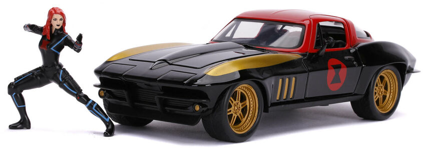 Jada Toys Marvel Bil med Figur Black Widow & 1966 Chevy Corvette 1:24