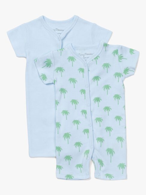Tiny Treasure Summer Jumpsuit 2-Pack, Blue/Palm