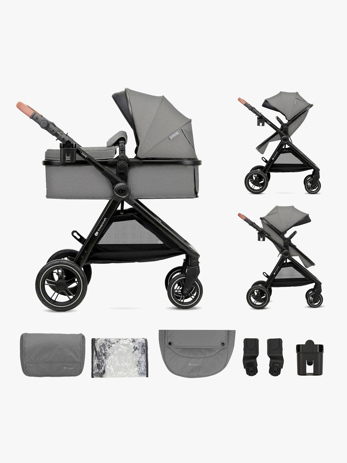 Kinderkraft ESME 2-in-1 Duovogn, Moonlight Grey