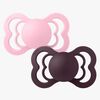 BIBS Supreme Smokk 2-Pakk Silikon Str. 2 Symmetrisk, Baby Pink/Plum