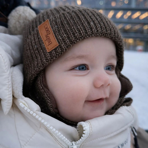 BabyMocs Lue med Øreklaffer, Greige