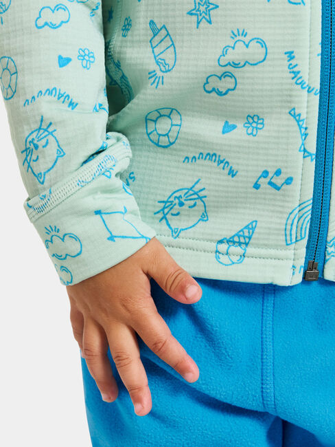 Didriksons Jadis Genser med Glidelås, Doodle Pale Mint