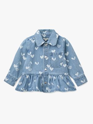 LIEWOOD Printed Denim Overtreksskjorte, Sweethearts/Light Blue Denim