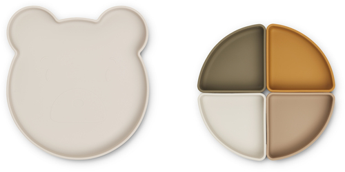 LIEWOOD Arne Mr Bear Delt Tallerken Silikon, Sandy Multi