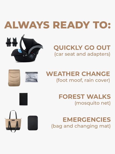 Kinderkraft PRIME 2 3-in-1 Duovogn Travelsystem inkl. Mink Pro, Sandrose Beige