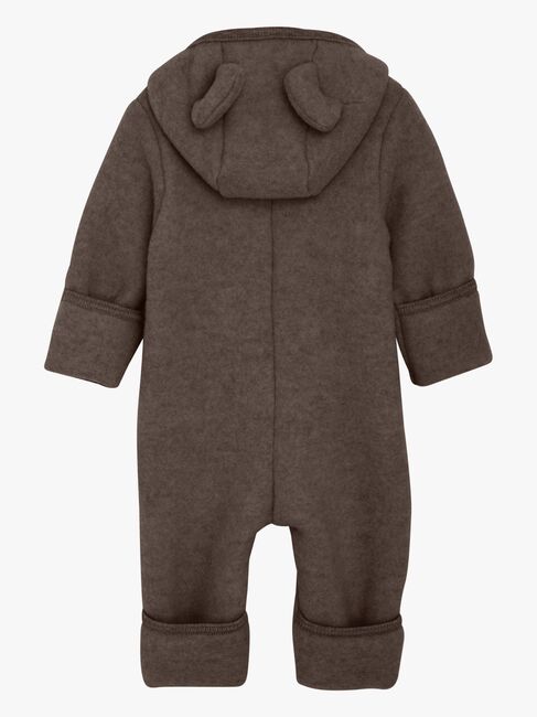 Huttelihut Vinterdress Merinoull med Ører, Brown Melange