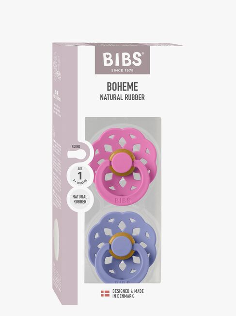 BIBS Boheme Smokk 2-Pakk Latex Str 1 Rund, Bubblegum/Peri