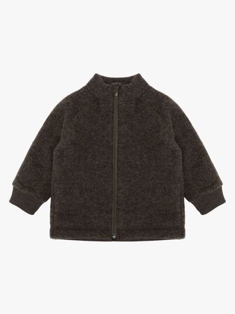 Mikk-Line Fleecejakke Merinoull, Dark Brown Melange