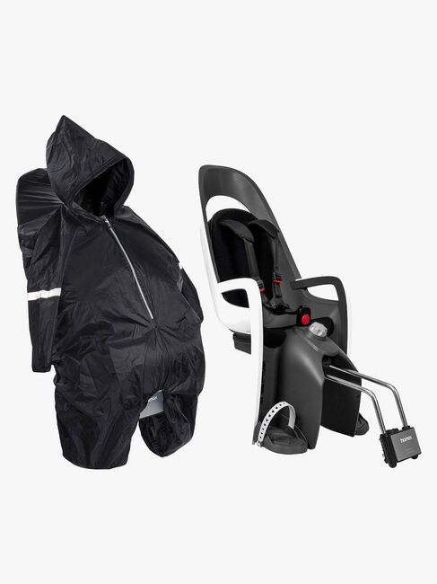 Hamax CARESS  Sykkelsete med Låsbart Rammefeste Inkl. Regntrekk, White/Black