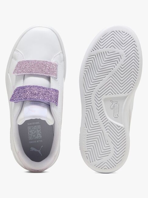 Puma Smash 3.0 Glitter Velcro V PS Sneakers, Hvit