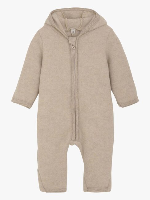 Huttelihut Vinterdress Merinoull med Ører, Camel Melange