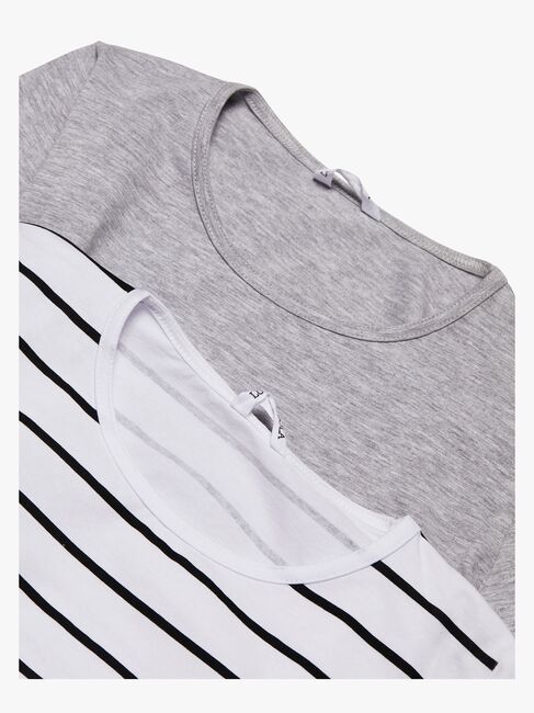 Luca & Lola Fanny Langermet Topp 2-pack, Grey Melange/Stripes