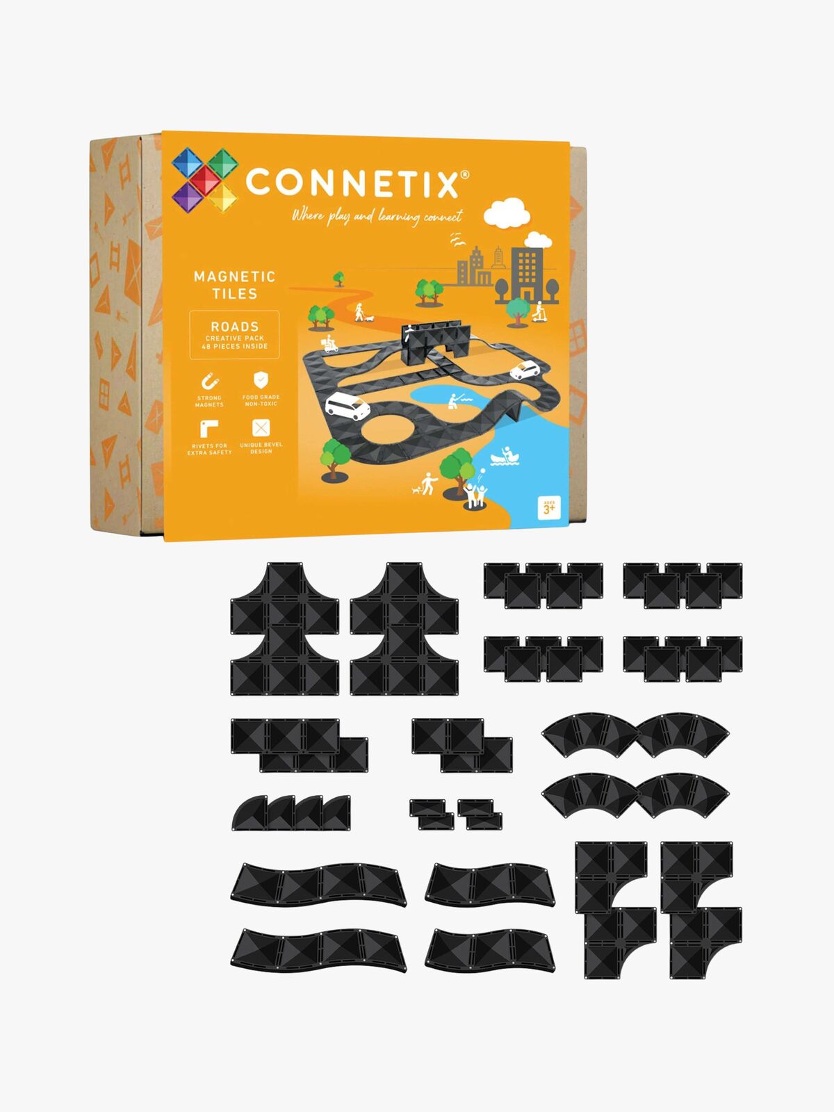 Connetix Magnetiske Byggeklosser Road Kit Creative Roads 48 Deler