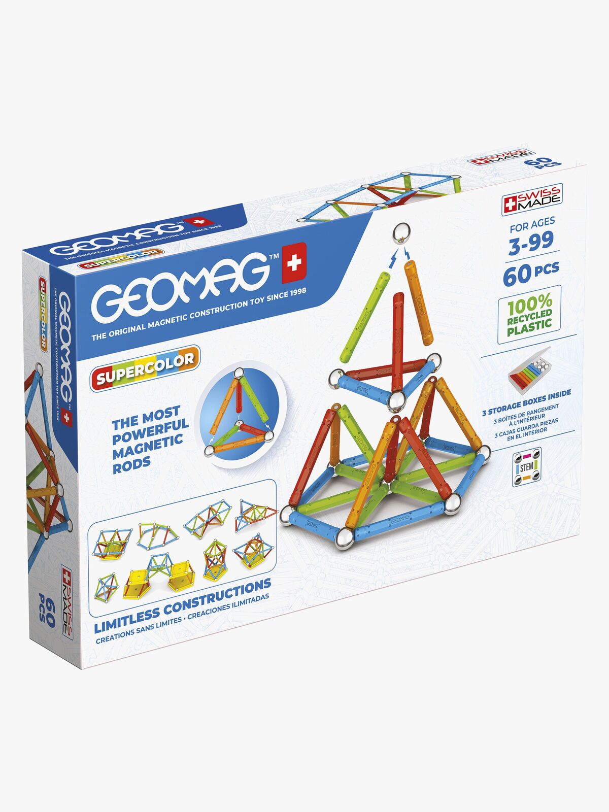 Geomag Supercolor Byggesett 60 Deler