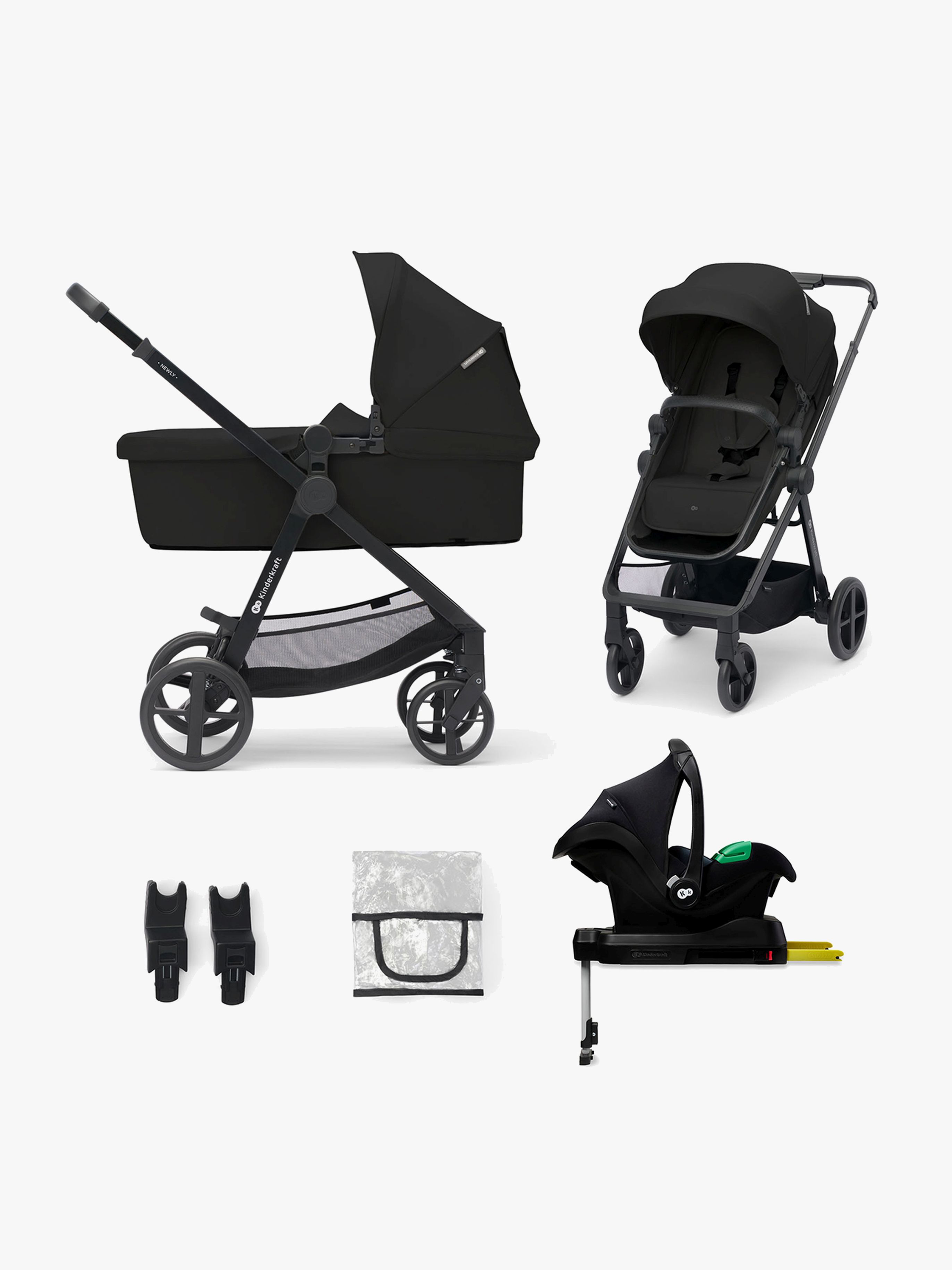 Kinderkraft NEWLY Mink Pro Kombivogn 4-in-1, Classic Black - Kombivogner