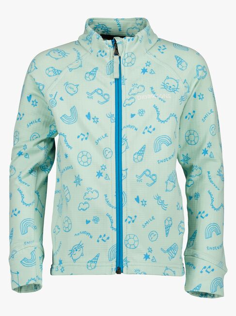 Didriksons Jadis Genser med Glidelås, Doodle Pale Mint