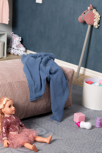 Vinter & Bloom Soft Grid Helseteppe, Denim Blue