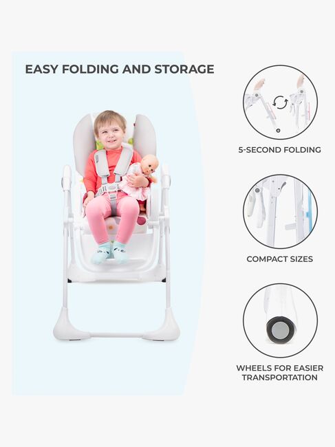 Kinderkraft Høy Stol YUMMY, Pink