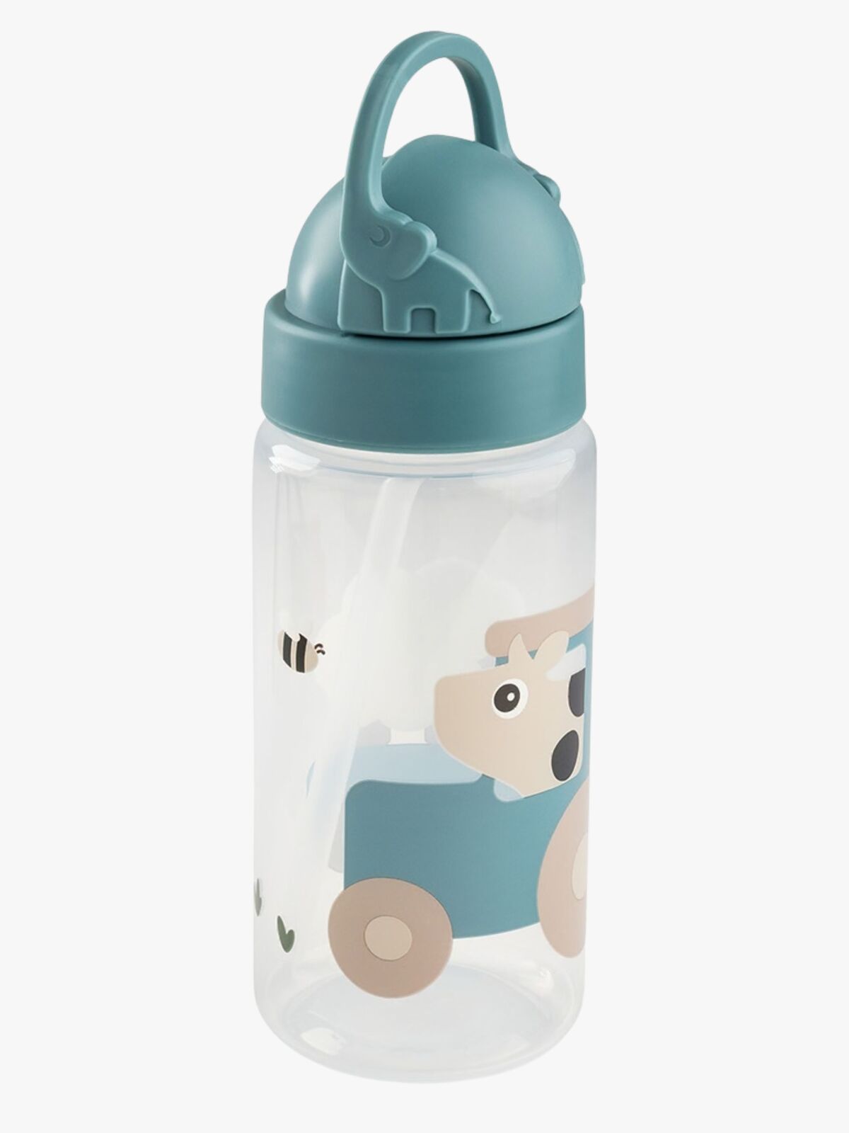 Done By Deer Tiny Farm Flaske med Sugerør, Blue