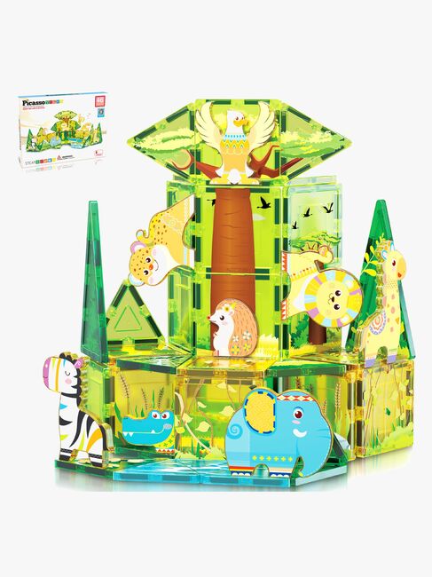 PicassoTiles Byggesett Safari med 8 Dyr 46 Deler