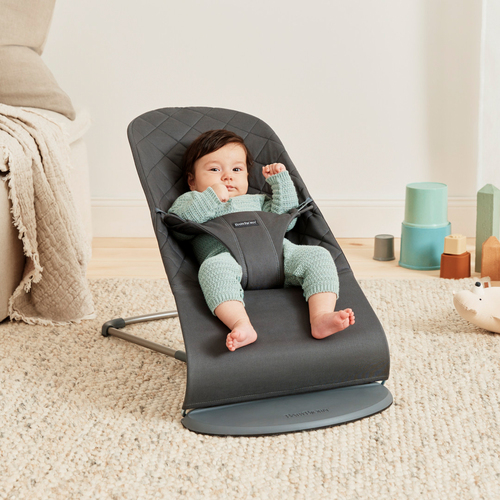 BabyBjörn Bliss Vippestol Vevet Klassisk Quilt, Antrasitt