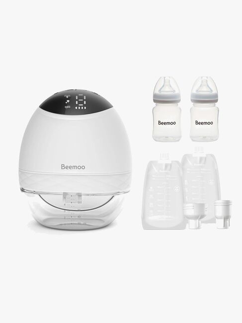 Beemoo CARE Wearable LED Elektrisk Brystpumpe Singel inkl. Melkeposer 30-pack & Flasker 2-pack