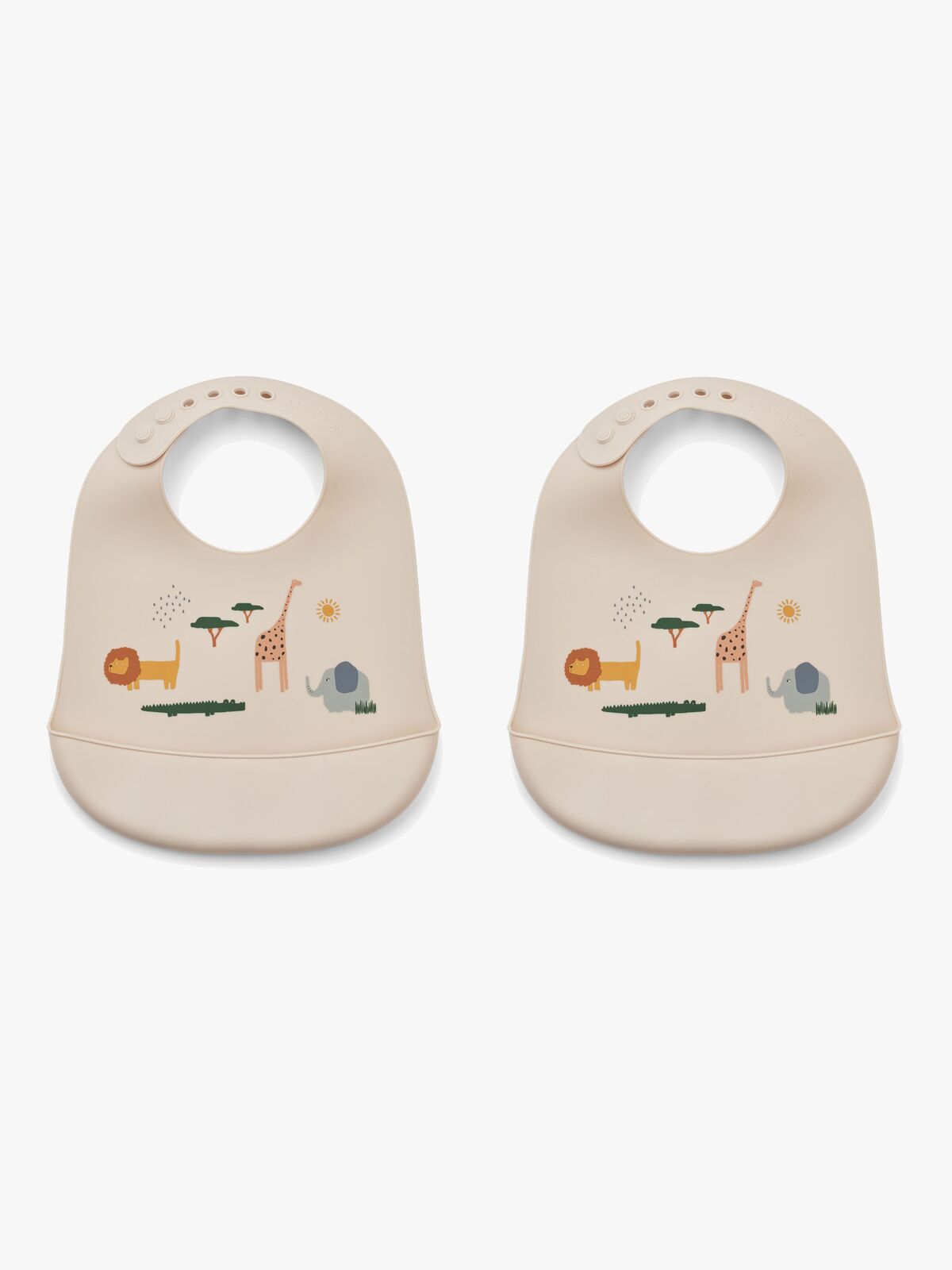 LIEWOOD Tilda Smekke med Trykk Silikon 2-Pack, Safari/Sandy