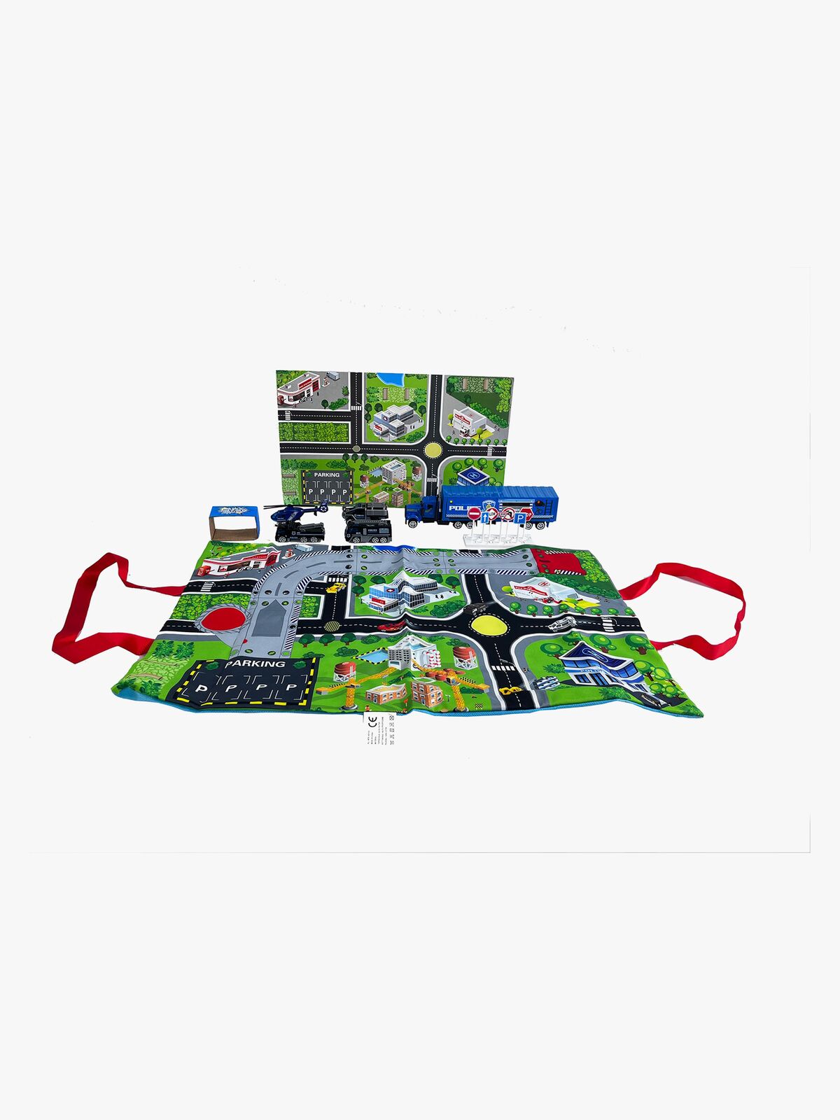 Suntoy Container Truck Lekesett med Matte 14 Deler Politi