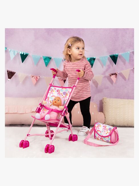 Bayer Design Dukkevogn Buggy Sett med Dukke, Pink