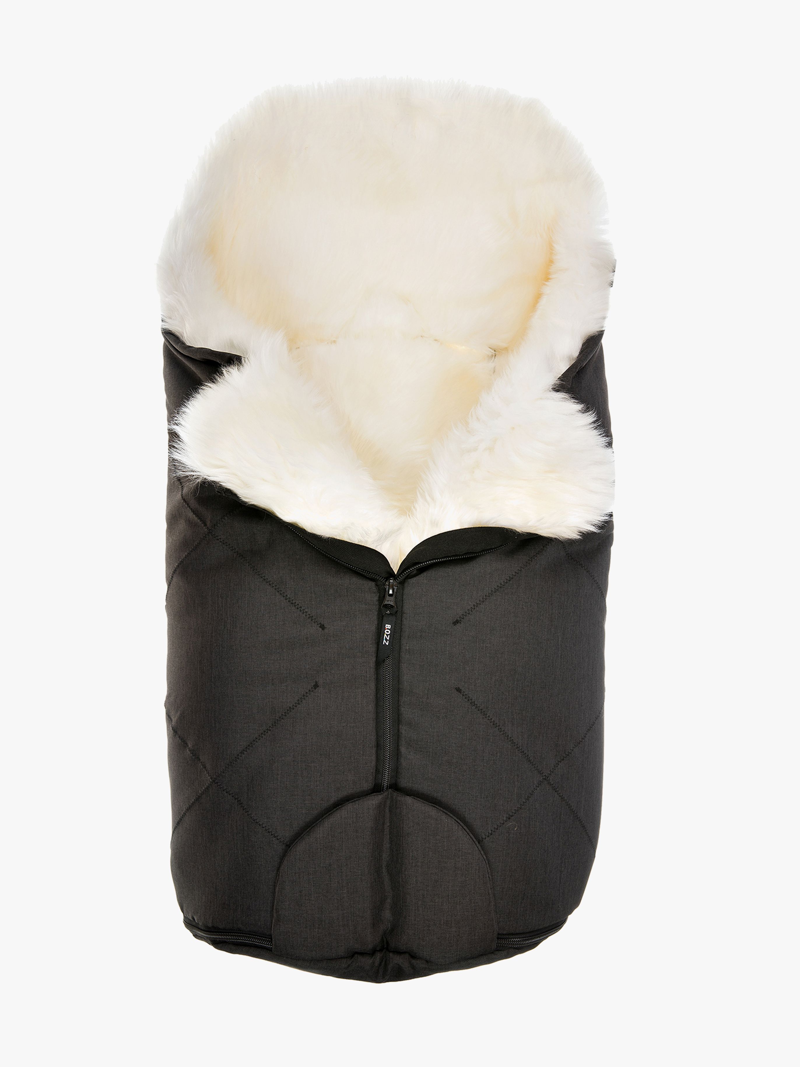 Bozz Lammeskinnspose Small Langhåret, Black Melange/White - Lammeskinnsposer - Nylon